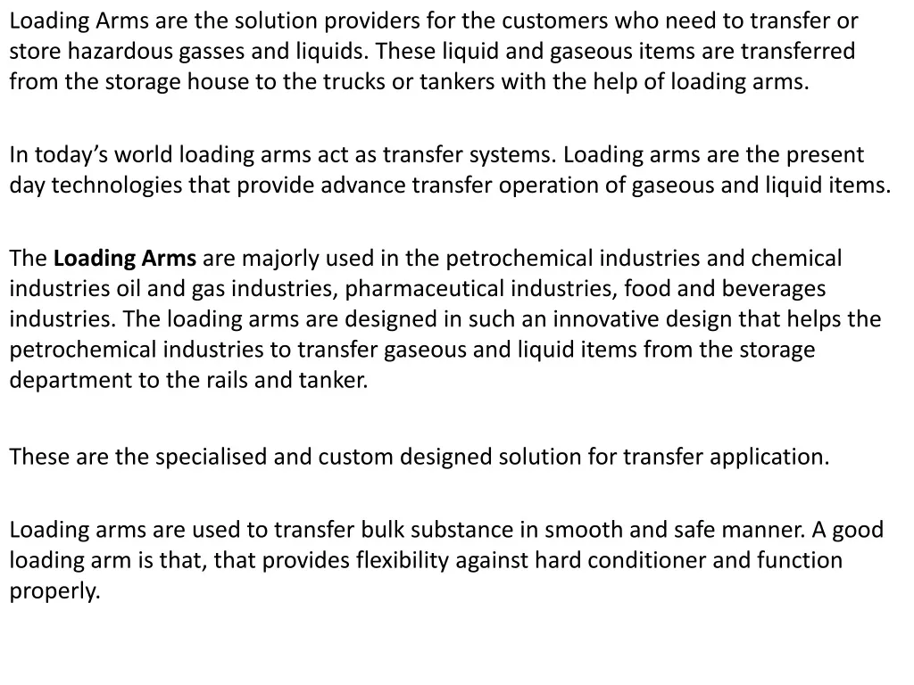 loading arms are the solution providers