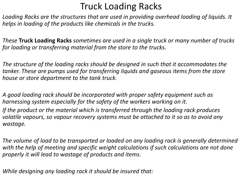 truck loading racks loading racks