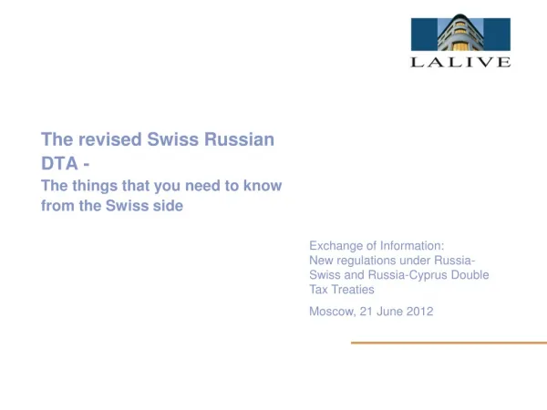 The revised Swiss Russian DTA - The things that you need to know from the Swiss side