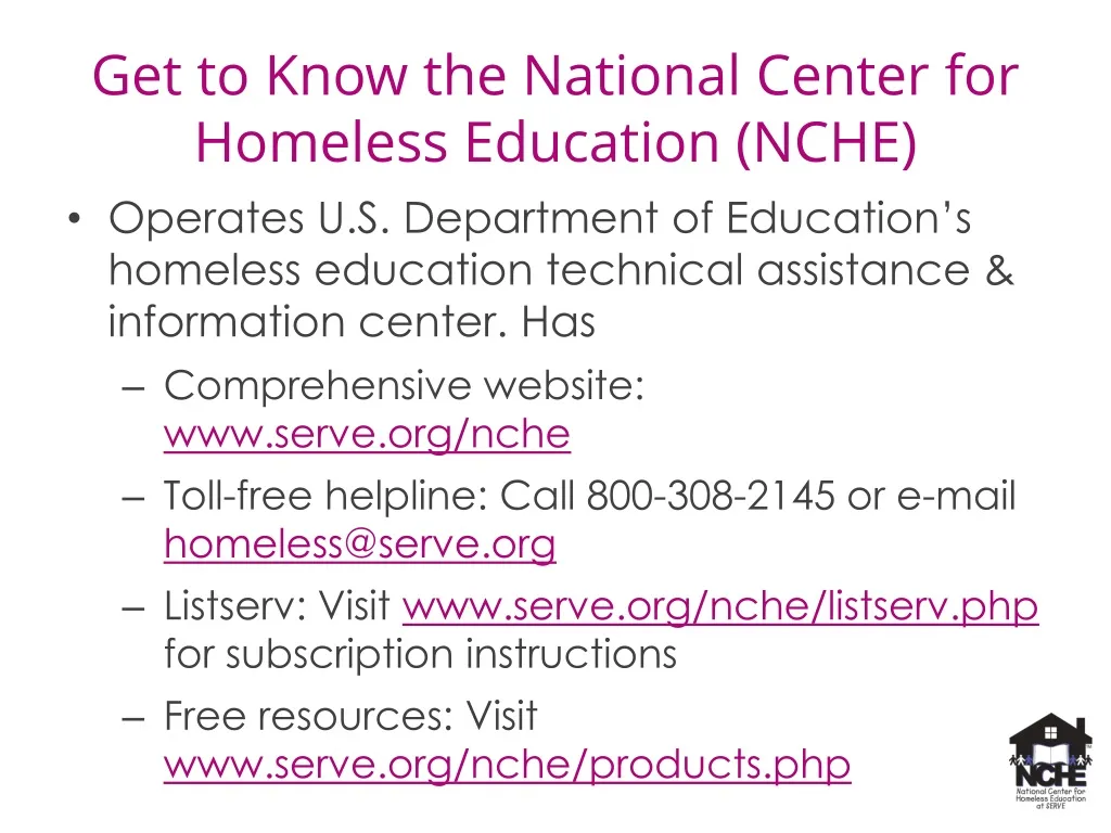 get to know the national center for homeless education nche
