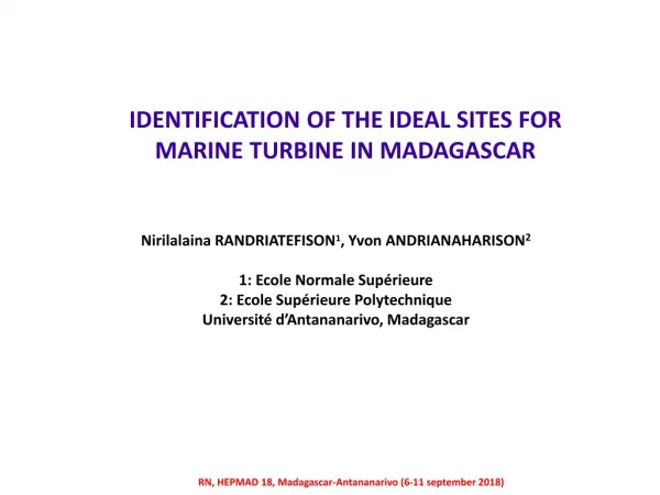 IDENTIFICATION OF THE IDEAL SITES FOR MARINE TURBINE IN MADAGASCAR