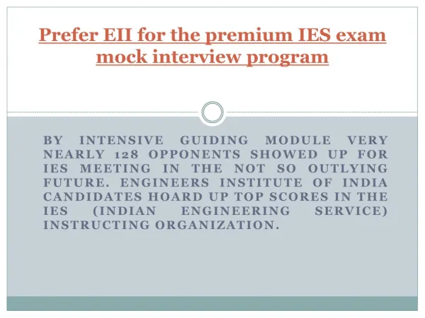 Prefer EII for the premium IES exam mock interview program