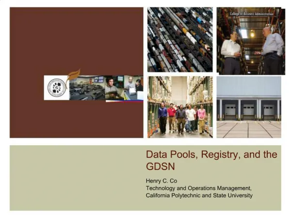 Data Pools, Registry, and the GDSN