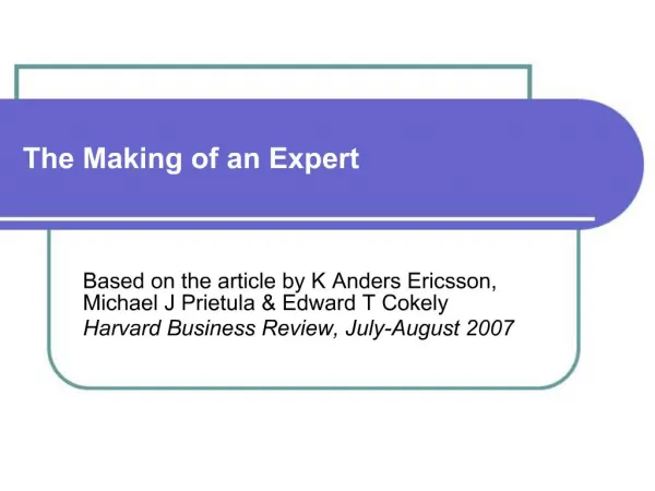 The Making of an Expert