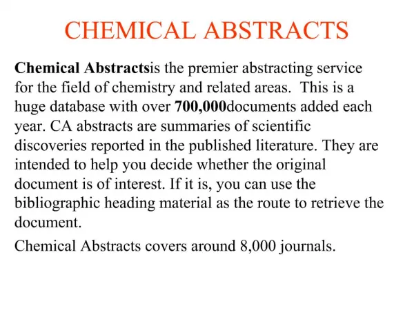 CHEMICAL ABSTRACTS
