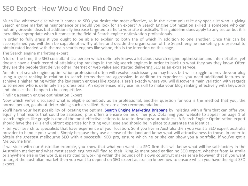 seo expert how would you find one much like