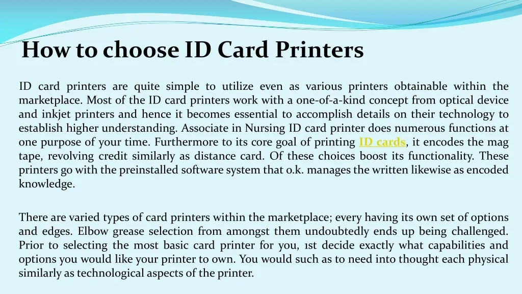 how to choose id card printers