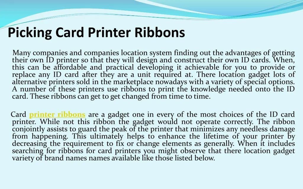 picking card printer ribbons