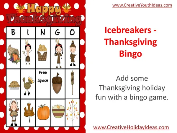Icebreakers - Thanksgiving Bingo