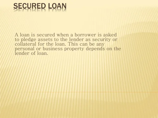 Secured v s Unsecured loan
