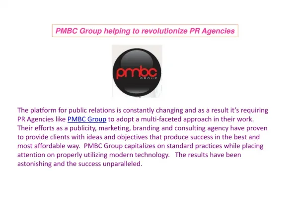 PMBC Group helping to revolutionize PR Agencies