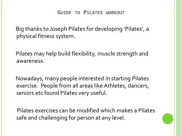 Guide To Pilates Exercises