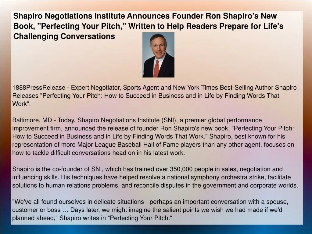 shapiro negotiations institute announces founder