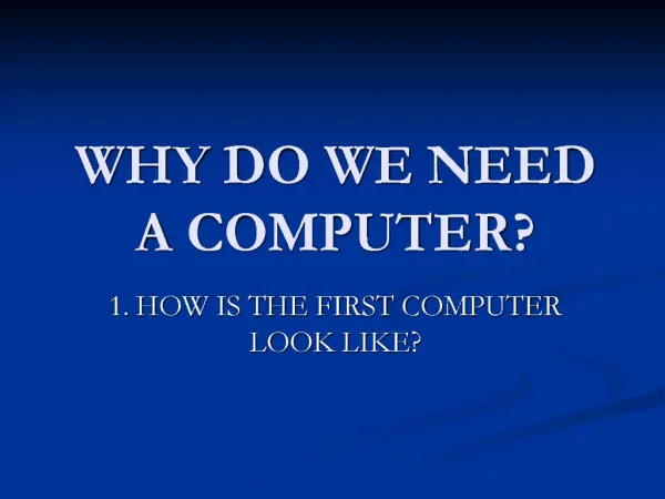 WHY DO WE NEED A COMPUTER