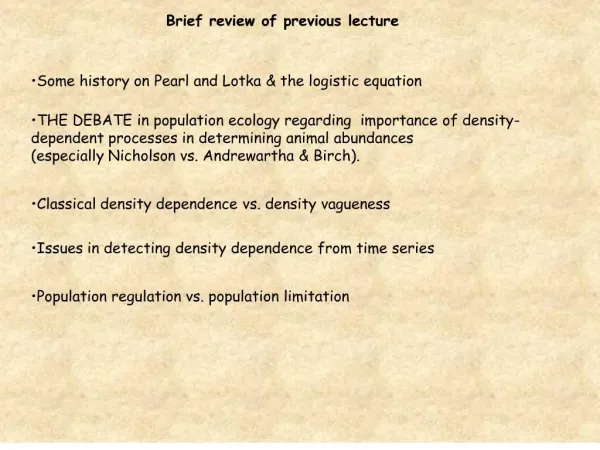 brief review of previous lecture