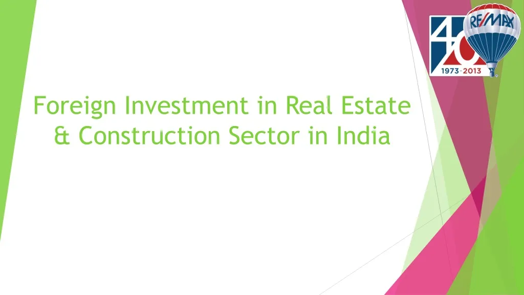 foreign investment in real estate construction sector in india