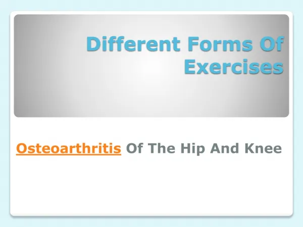 Different Forms of Exercises for Osteoarthritis