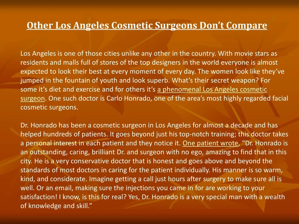 other los angeles cosmetic surgeons don t compare