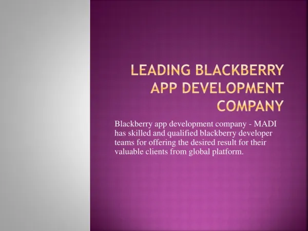 Right place to hire Blackberry Application Developer
