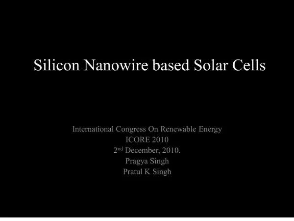 silicon nanowire based solar cells