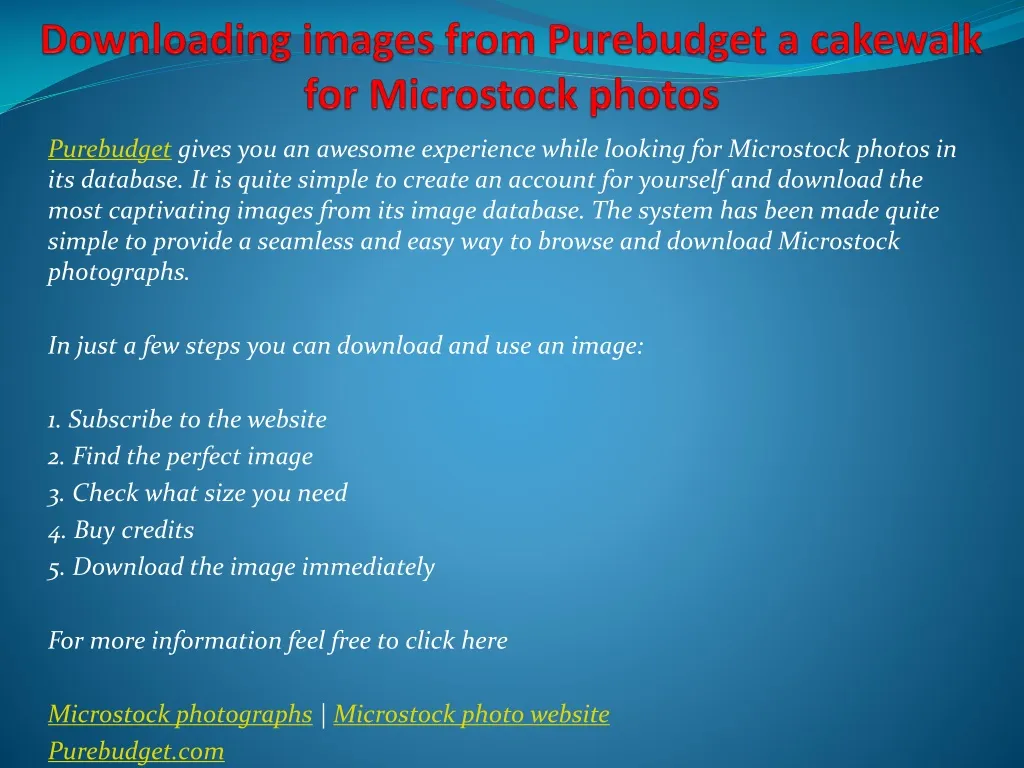 downloading images from purebudget a cakewalk for microstock photos