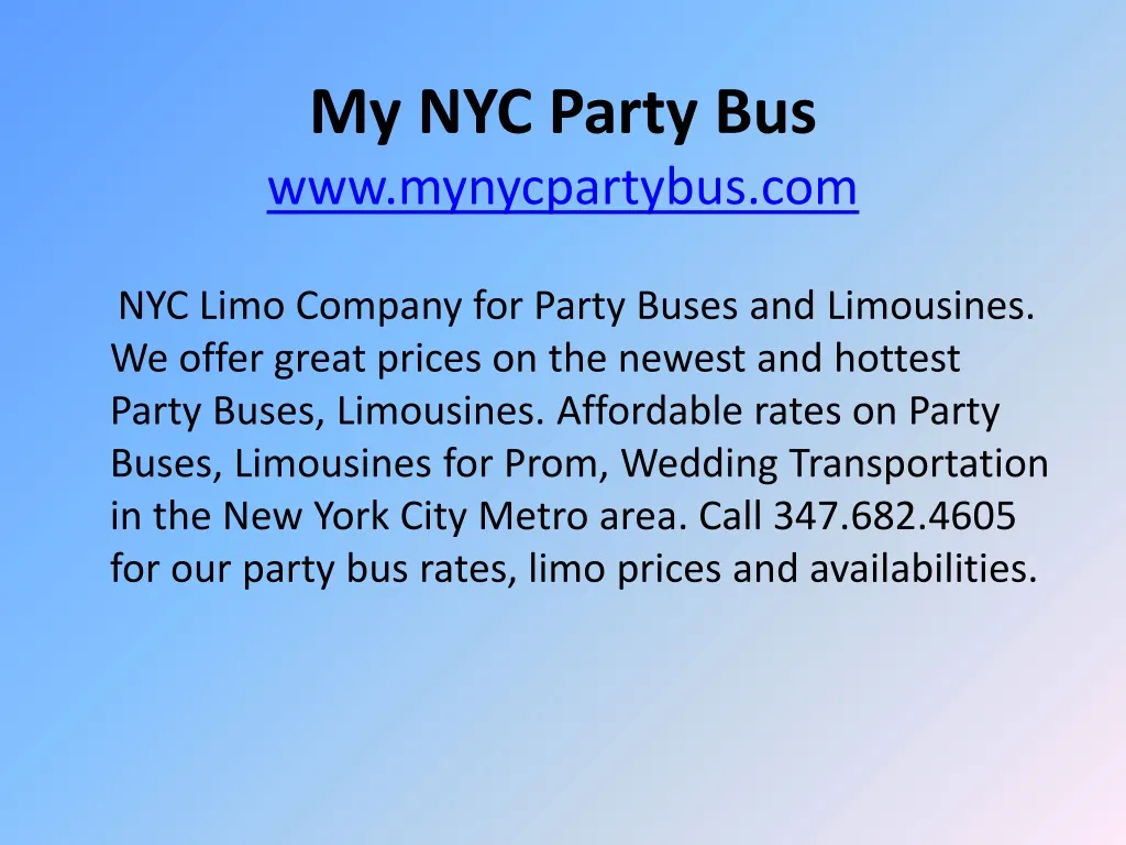 my nyc party bus www mynycpartybus com