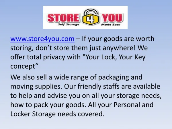 Store4You - Storage Space Services in Singapore