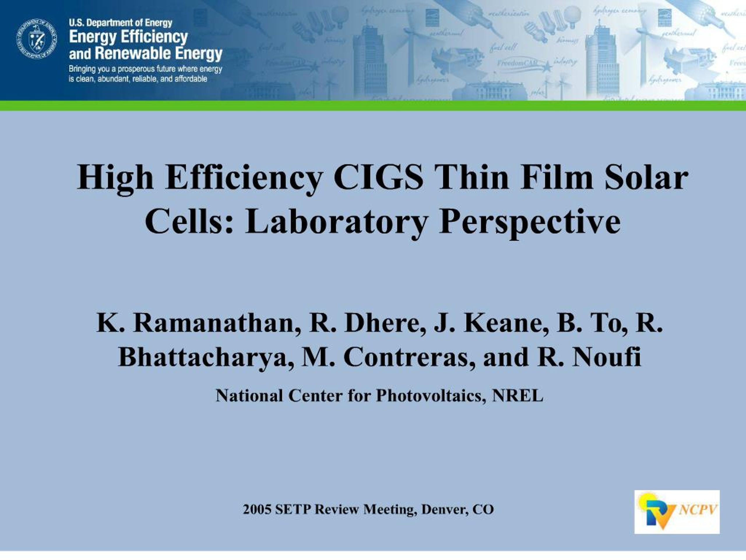 PPT - high efficiency cigs thin film solar cells: laboratory ...