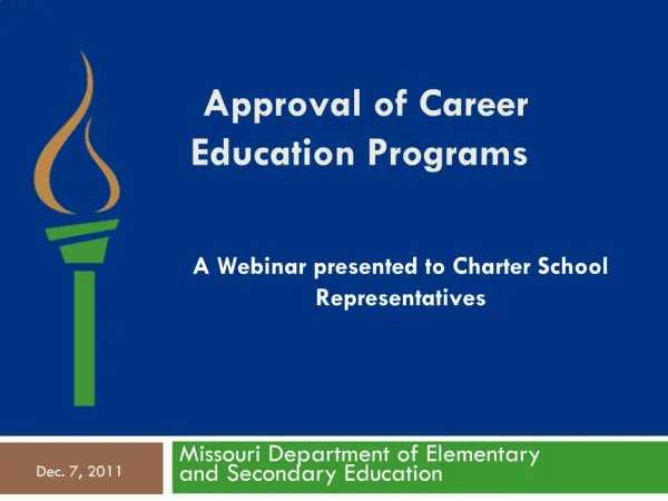 Approval of Career Education Programs