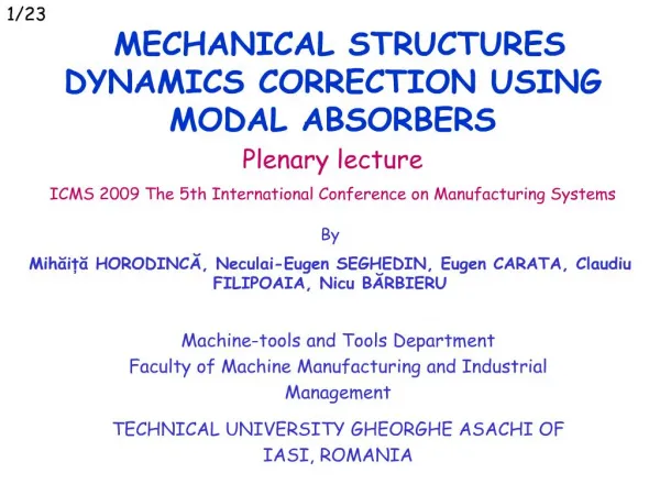 mechanical structures dynamics correction using modal absorbers