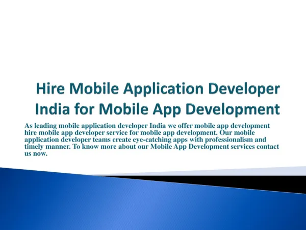 Mobile App Developer India with MADI for Android App