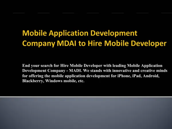 Hire Mobile App Developer India