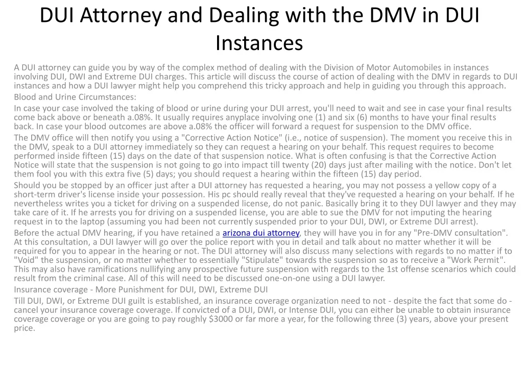 dui attorney and dealing with the dmv in dui instances