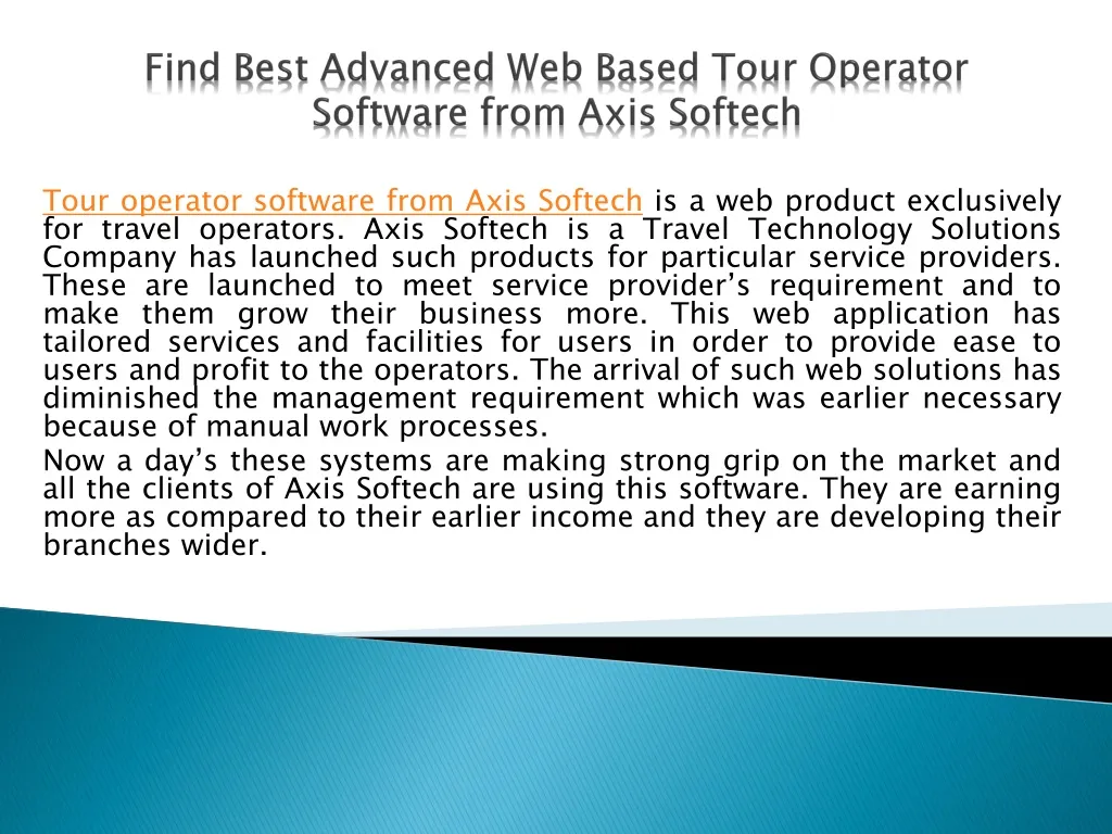 find best advanced web based tour operator software from axis softech