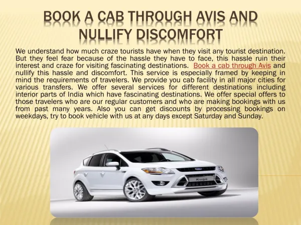 Book a Cab through Avis and Nullify Discomfort