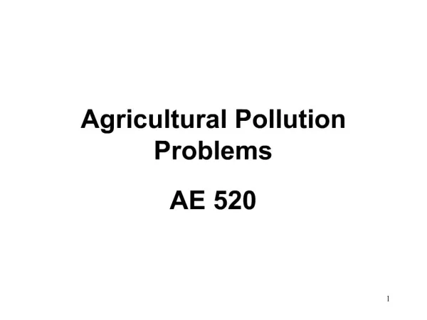 Agricultural Pollution Problems