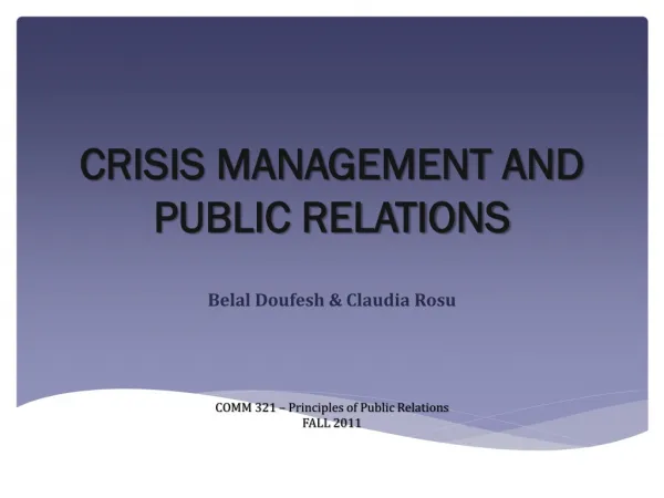 CRISIS MANAGEMENT AND PUBLIC RELATIONS