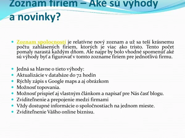 Zoznam firiem – Aké sú výhody a novinky?