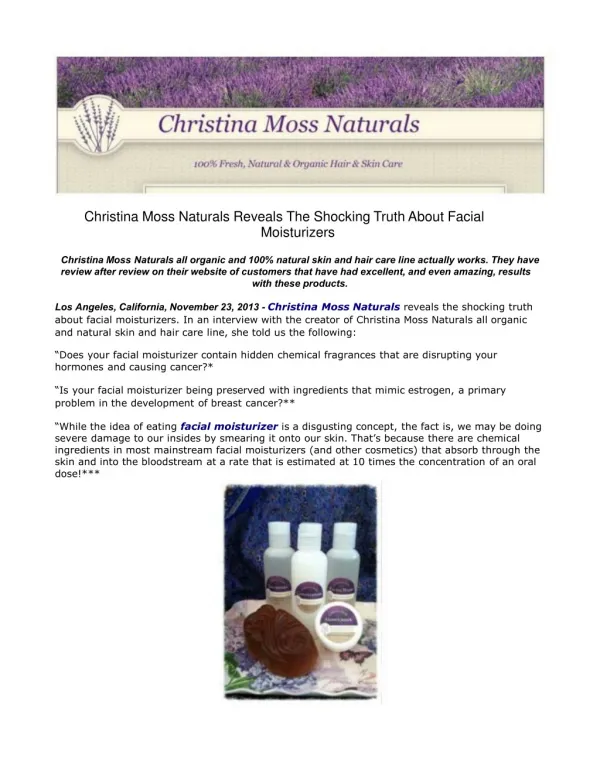 Christina Moss Naturals Reveals The Shocking Truth About Fac