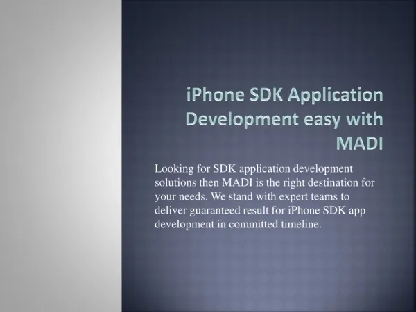 iPhone App SDK Developer on hire base at our end