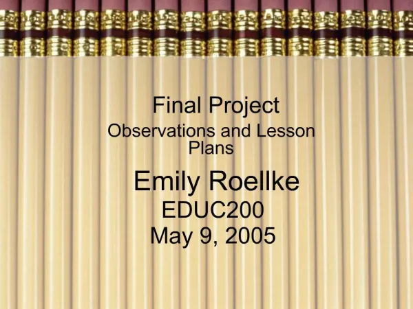 Emily Roellke EDUC200 May 9, 2005