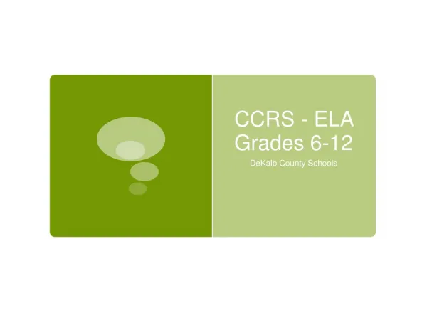 CCRS - ELA Grades 6-12