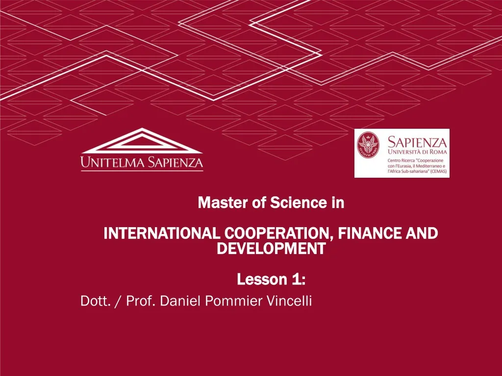 master of science in international cooperation finance and development lesson 1