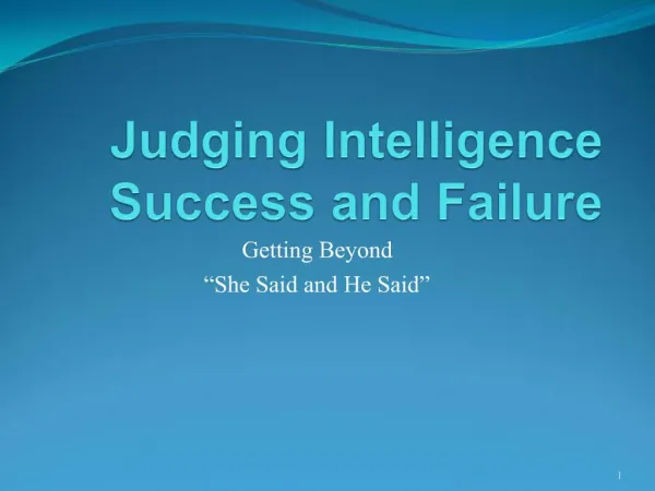 Judging Intelligence Success and Failure