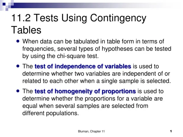 11.2 Tests Using Contingency Tables