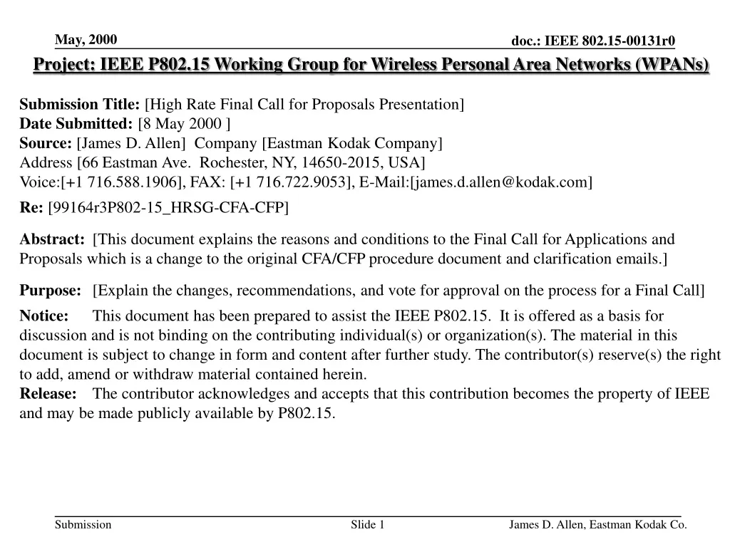 project ieee p802 15 working group for wireless