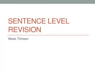 SENTENCE LEVEL REVISION - slide 1