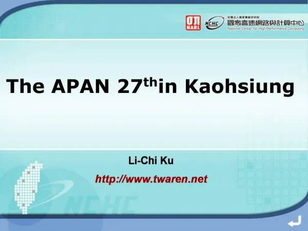 The APAN 27th in Kaohsiung