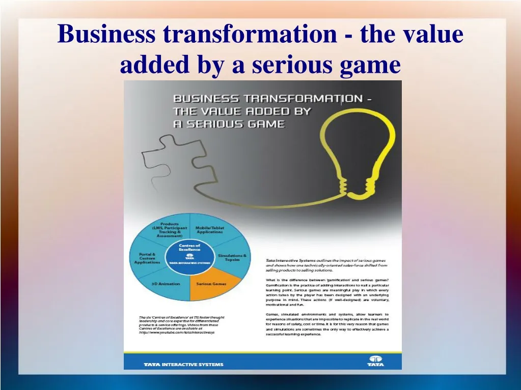 business transformation the value added by a serious game