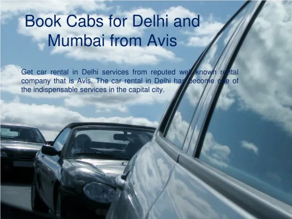 Book Cabs for Delhi and Mumbai from Avis